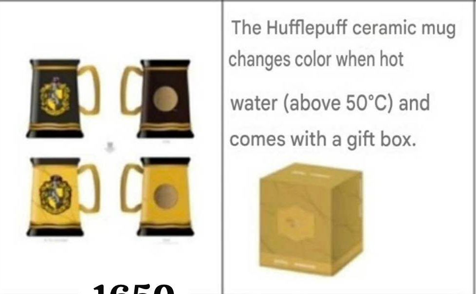 Taza Mágica Hufflepuff Harry Potter que Cambia de Color con Calor | Caja de Regalo