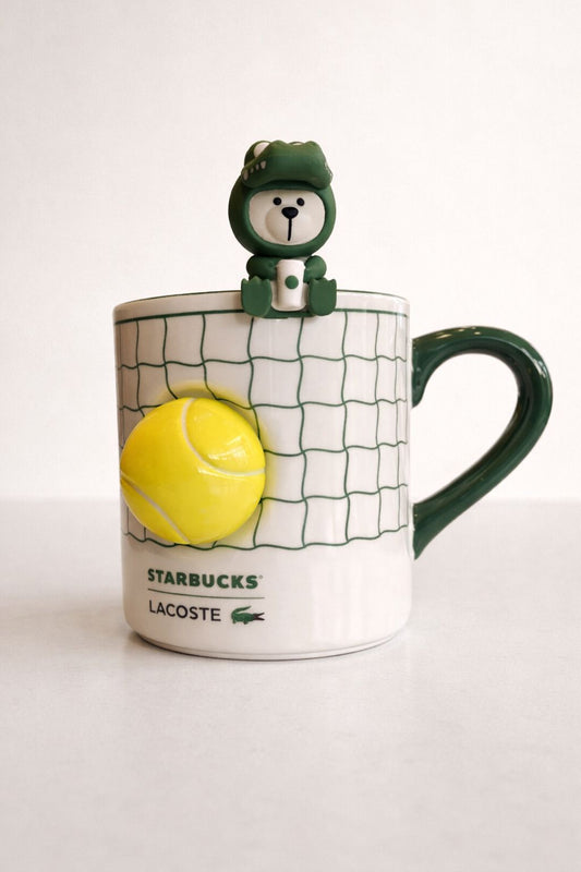 Taza de Ceramica Verde con bearista Starbucks China 2026 X LACOSTE co-brand 360ml