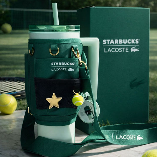 Termo de Acero Inoxidable 40oz con bolsa y correa Starbucks China 2026 X LACOSTE co-brand