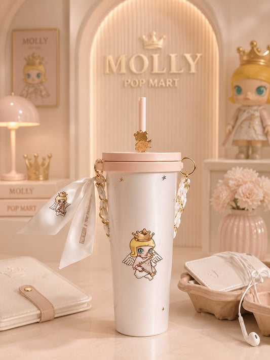 Vaso de Acero inoxidable con popote y cadena para colgar Starbucks China 2026 X MOLLY series 860ml