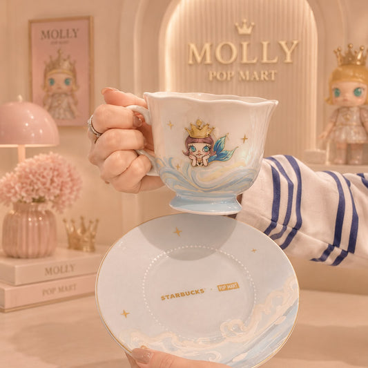 Taza de ceramica con plato Starbucks China 2026 X MOLLY series 315ml