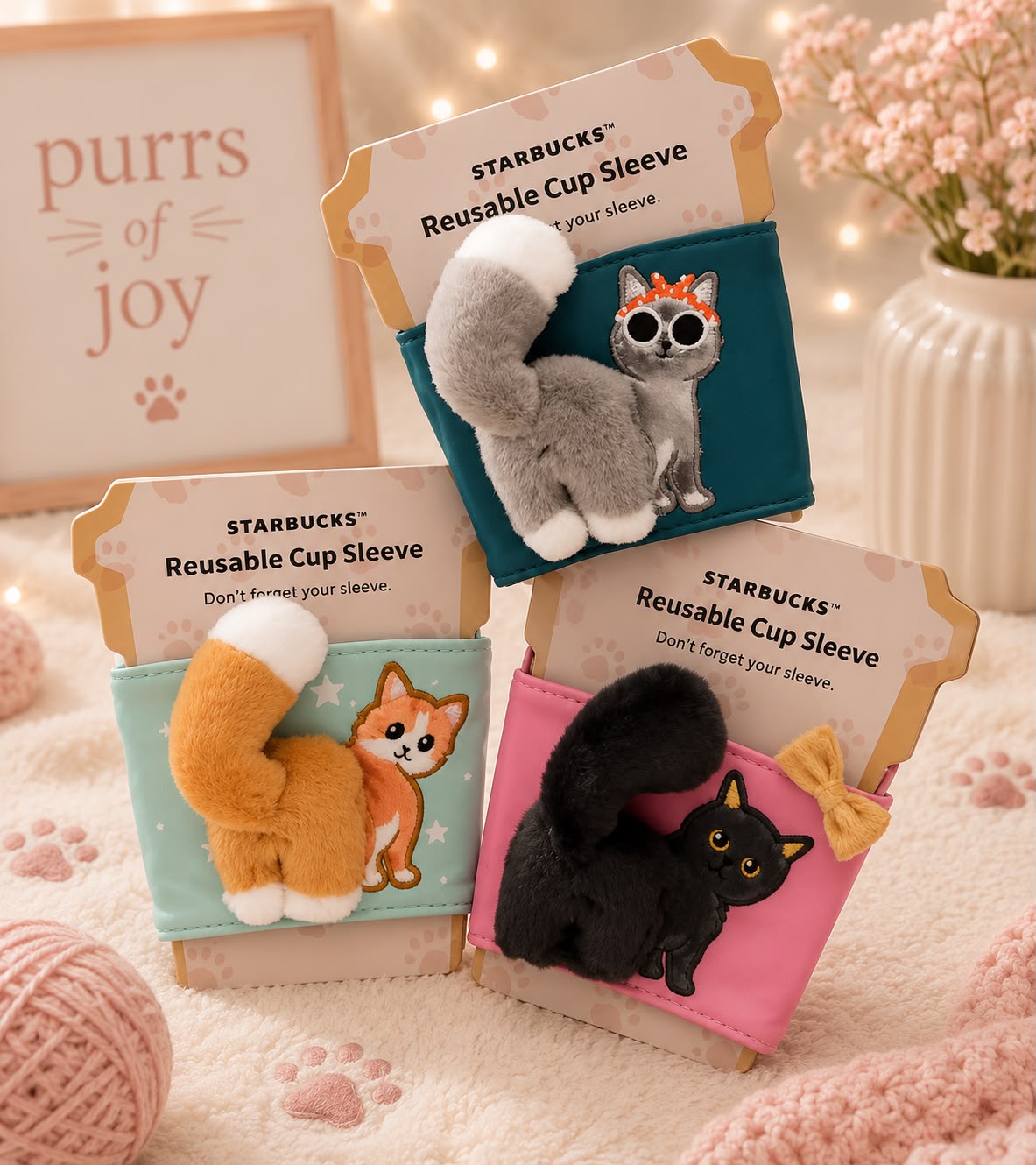 Manga para vaso Starbucks Asia 2026 Purrs of Joy Series
