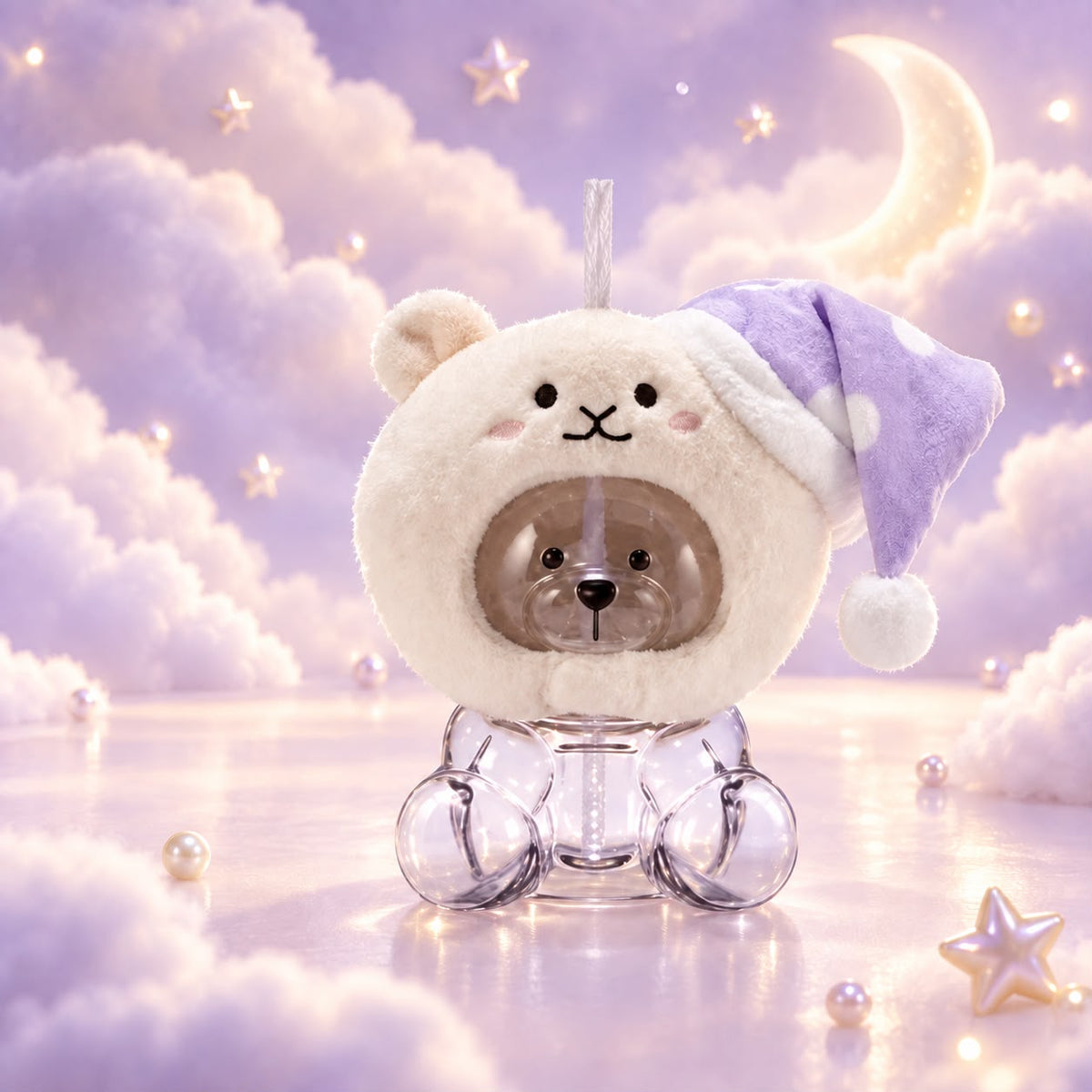 Bearista de vidrio Starbucks 2026 China Sweet Dream Party Purple Bear Glass Cup