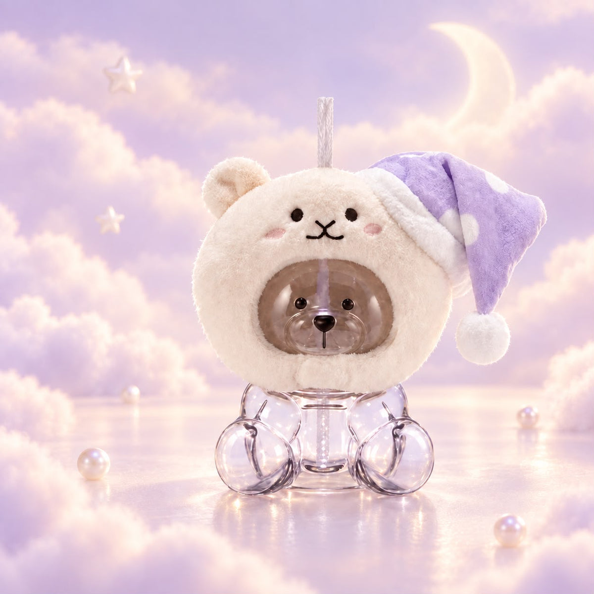 Bearista de vidrio Starbucks 2026 China Sweet Dream Party Purple Bear Glass Cup