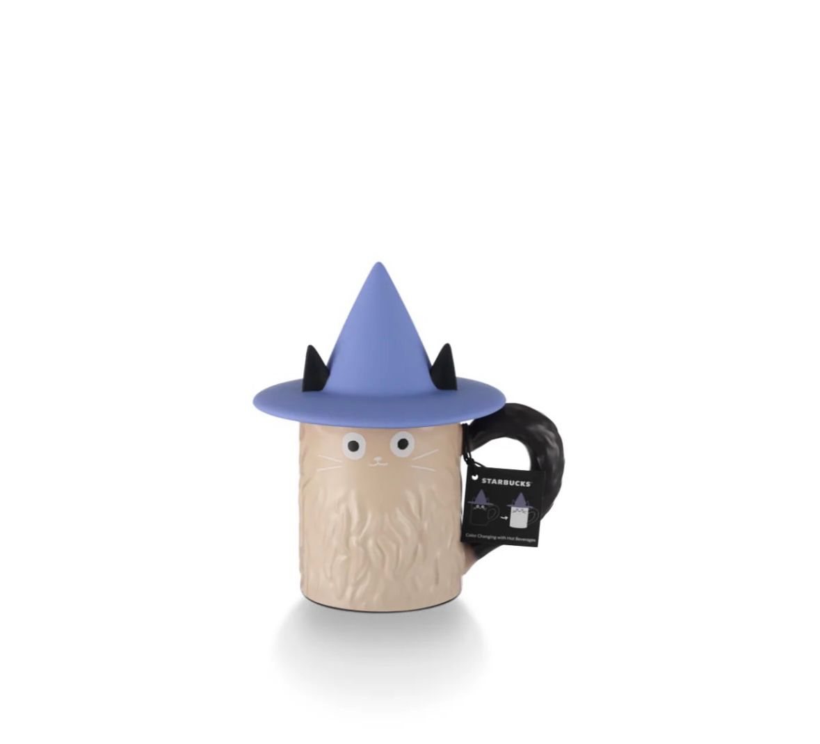 Starbucks 2025 Taiwan Halloween Black Cat Warm Color Changed 12oz Mug with Hat