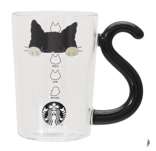 🖤 Starbucks Japan – Cat Tail Glass Mug 355 ml | Edición Limitada Halloween