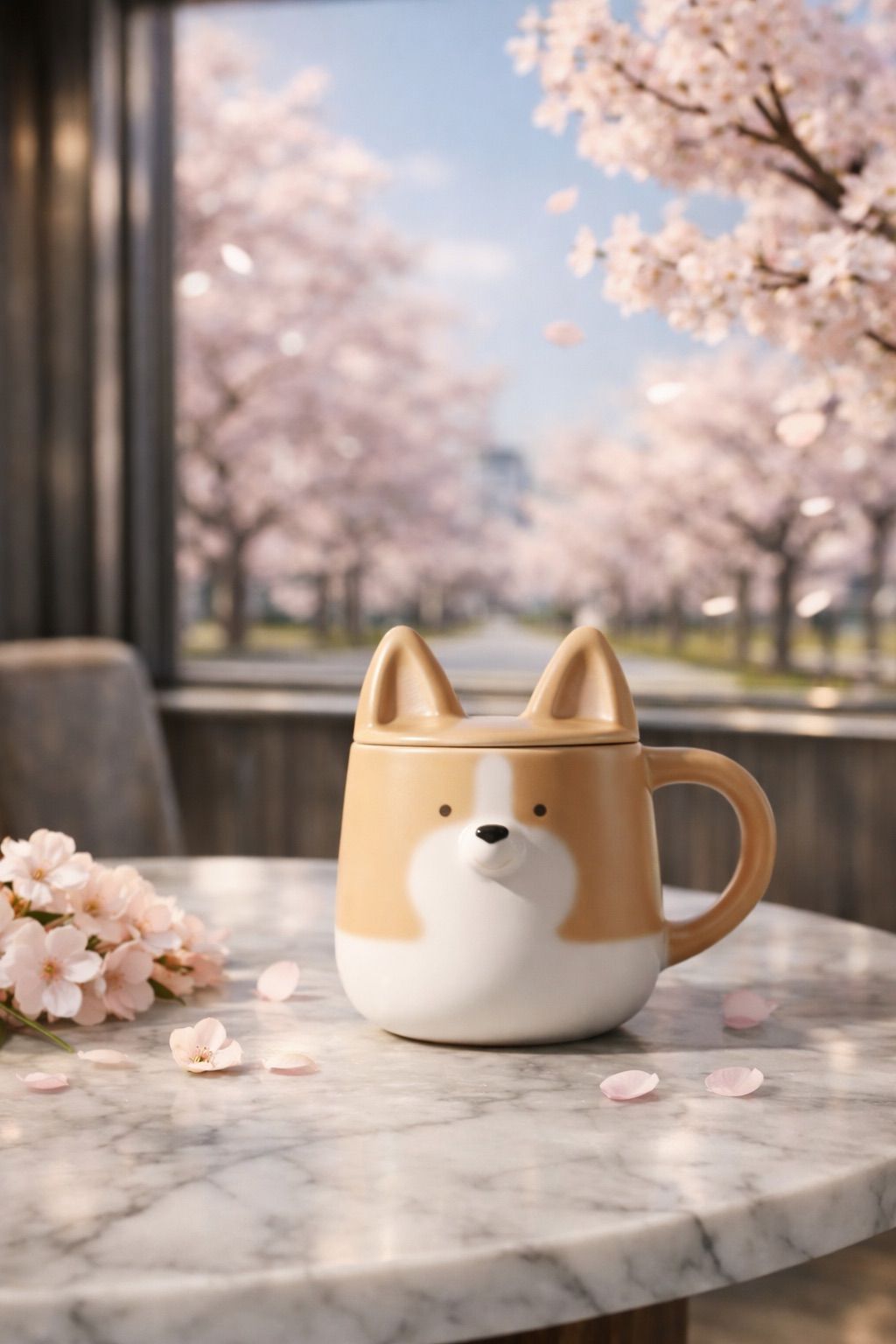 Starbucks Taiwan 2026 Sakura series Corgi Mug 296ml