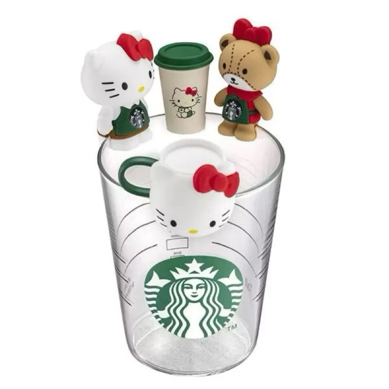 Cuatro adornos para taza de la marca compartida HelloKitty de Starbucks Taiwán