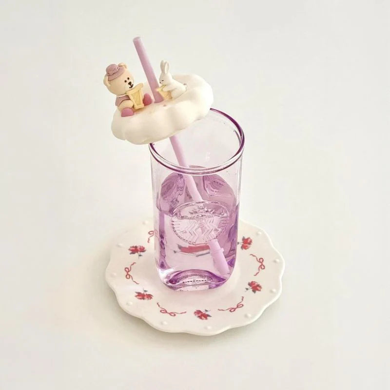 Vaso de Vidrio con Popote Morado Starbucks China 2025 Princess Afternoon Tea 2.0 series 500ml