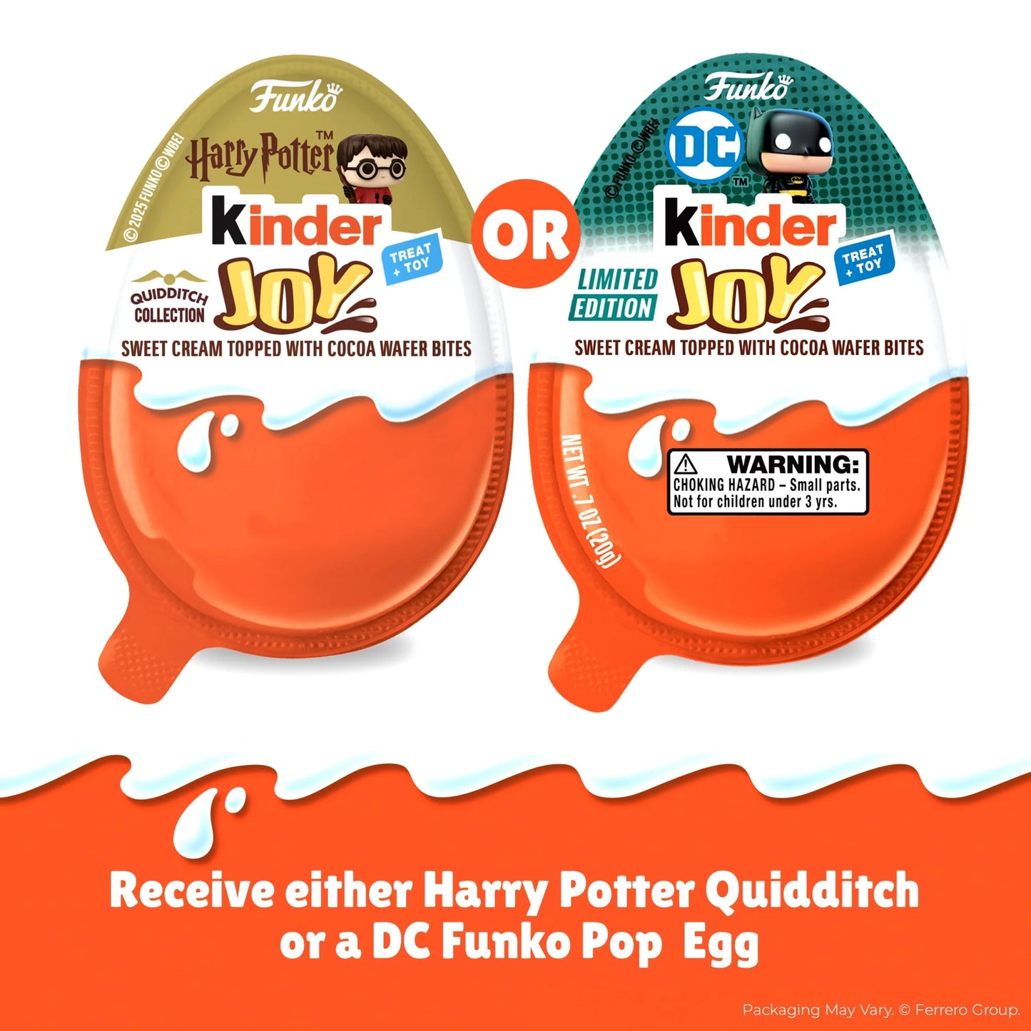 KINDER JOY Huevo, Crema Dulce y Obleas de Chocolate, DC Funko Pop Batman, Superman y Más / Harry Potter Funko Pop (los Juguetes Pueden Variar) US Goods