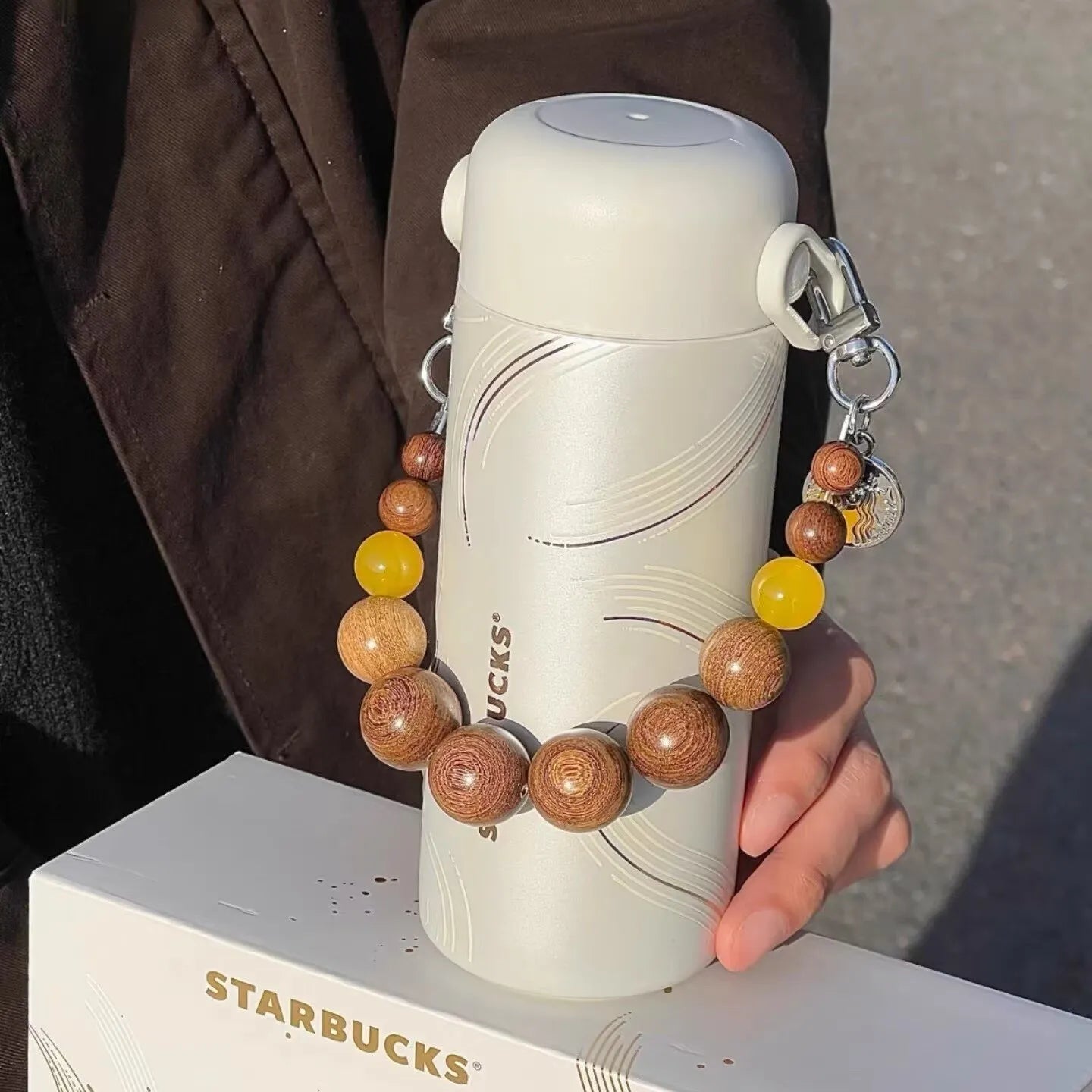 Starbucks 2026 China Star Luck White 12oz SS Tumbler with bead string