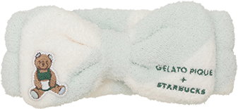 Diadema con borde bordado en rosa suave con diseño de osito de polvo de gelato piqué Starbucks Gelato Pique 2025