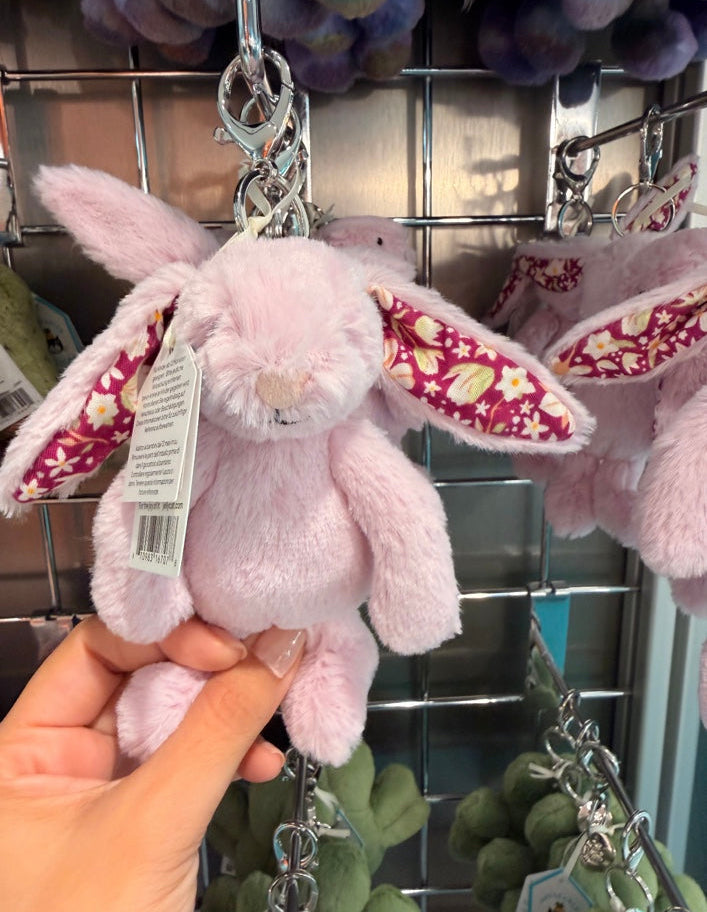 Jellycat Bunny keychain rosa con orejas florales