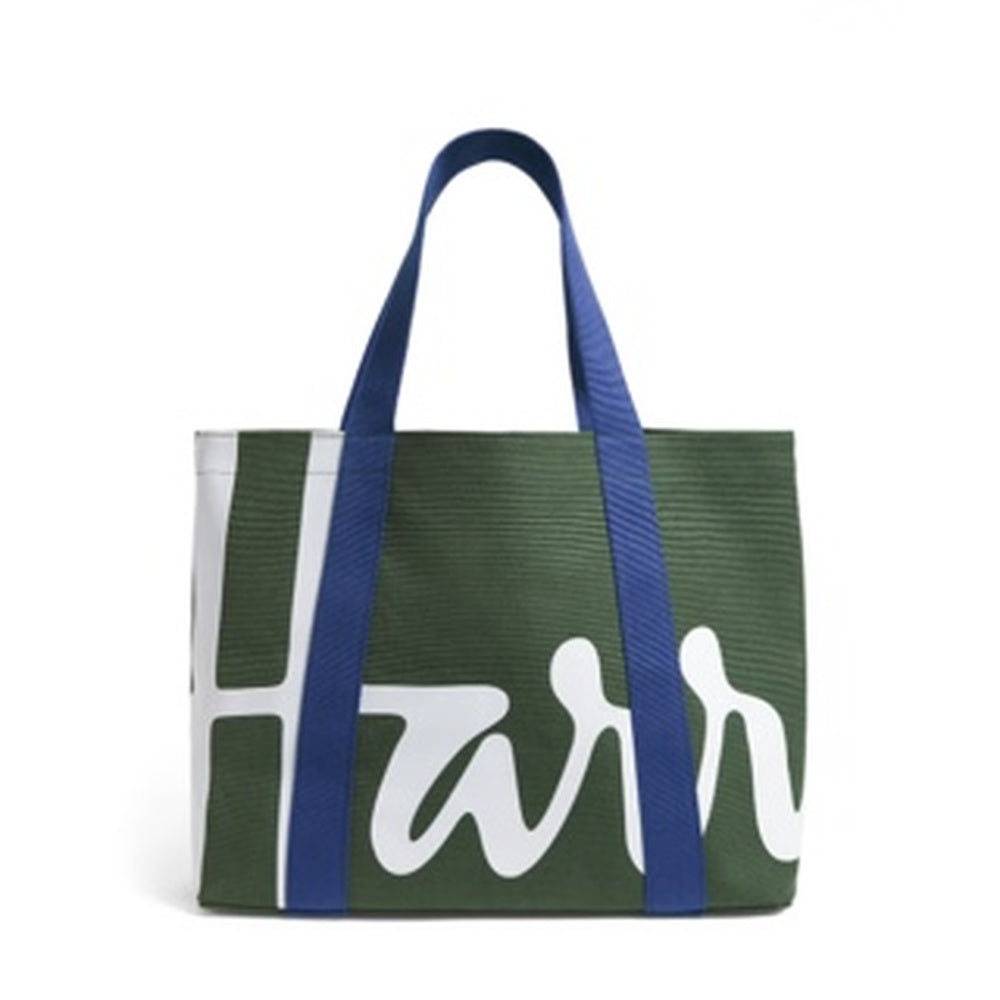 Harrods Medium Cotton Logo Tote Bag | Green & Blue