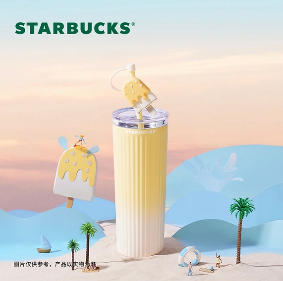 Summer Yellow vaso Acero Inoxidable Jungle  Cup con Topper Paleta Helada