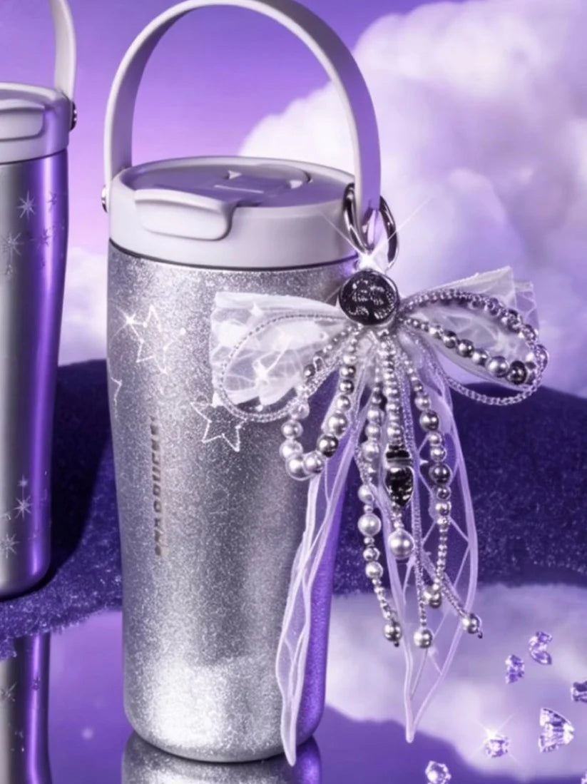 Starbucks China 2026 Purple Night Star River series 620ml sparkling lace silver handle stainless steel cup