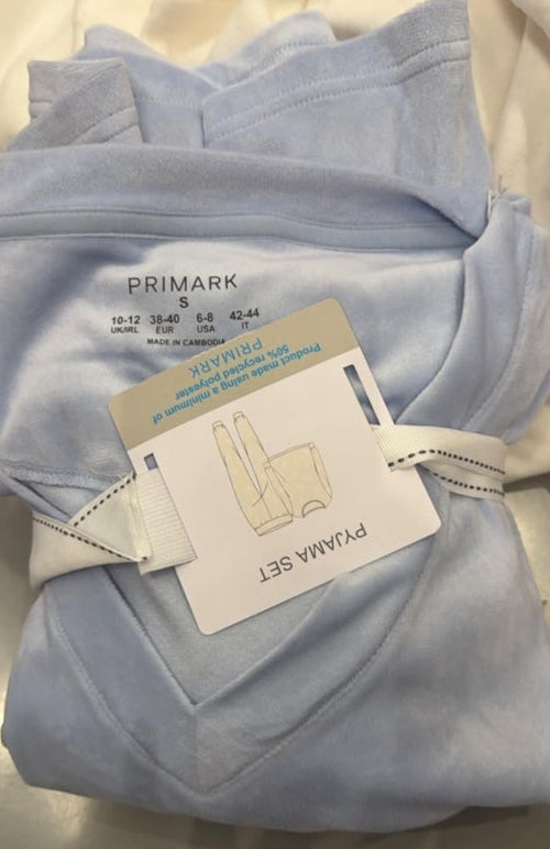 Primark pijama set azul claro talla S