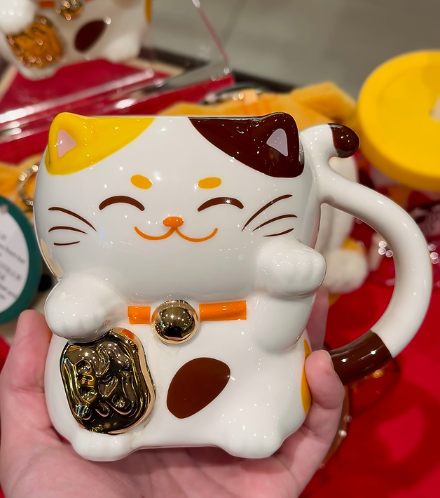 Taza de cerámica del Gato de la Suerte, Año del Caballo de Hong Kong 2026 444 ml