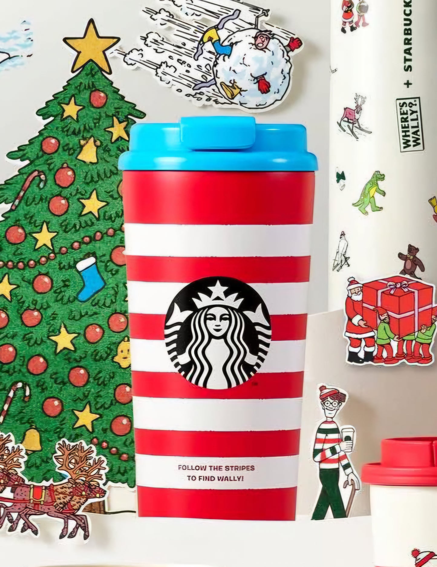 Vaso Elma Acero inoxidable a rayas Wheres Wally? 473ml Starbucks Series