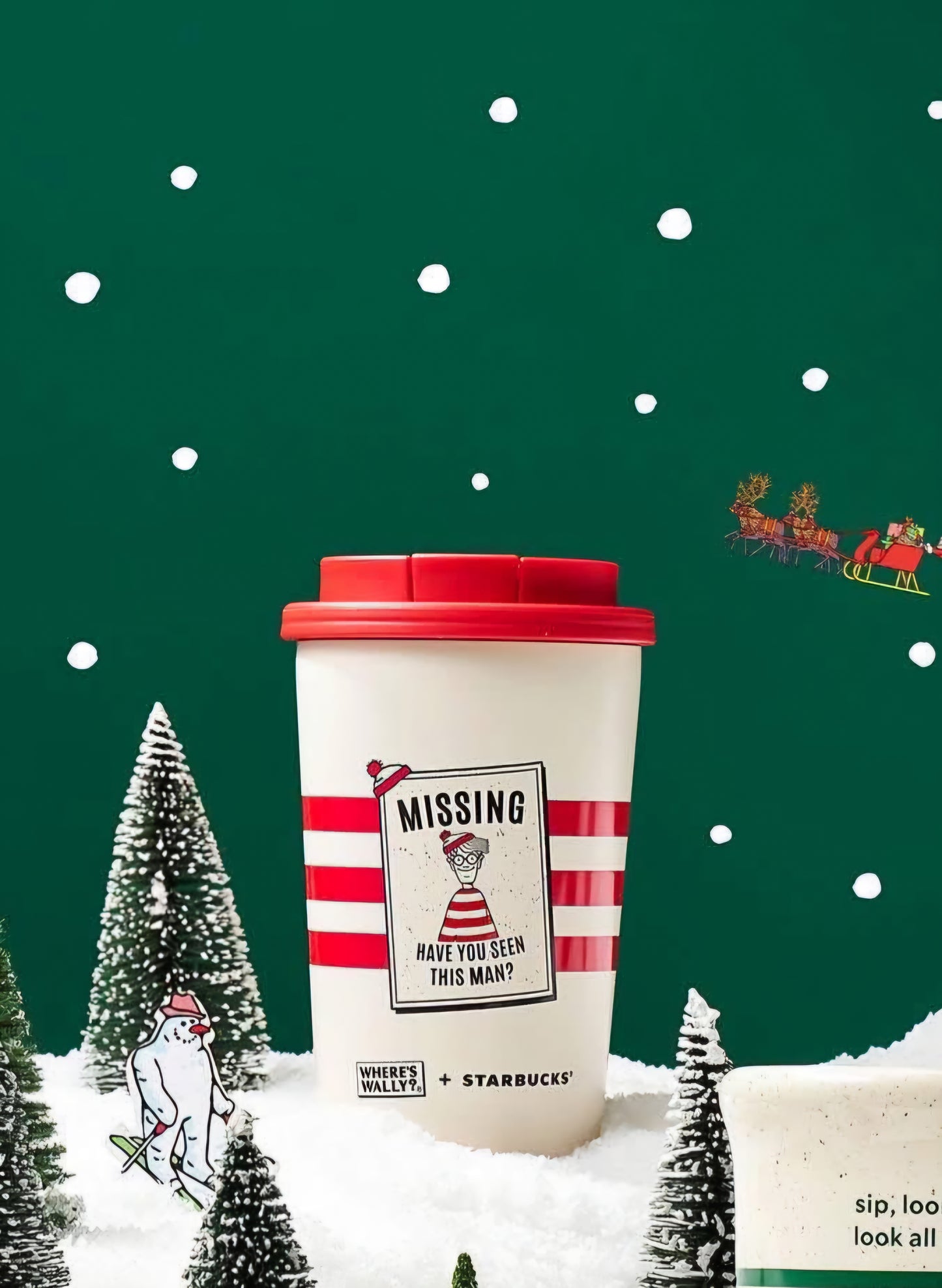Vaso de acero inoxidable con tapa roja Wheres Wally? 355ml Starbucks Series