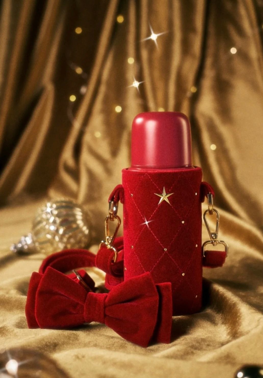 Termo acero inoxidable con doble capa retro con bolsa cubre termo roja Warm and Cozy Series Starbucks China