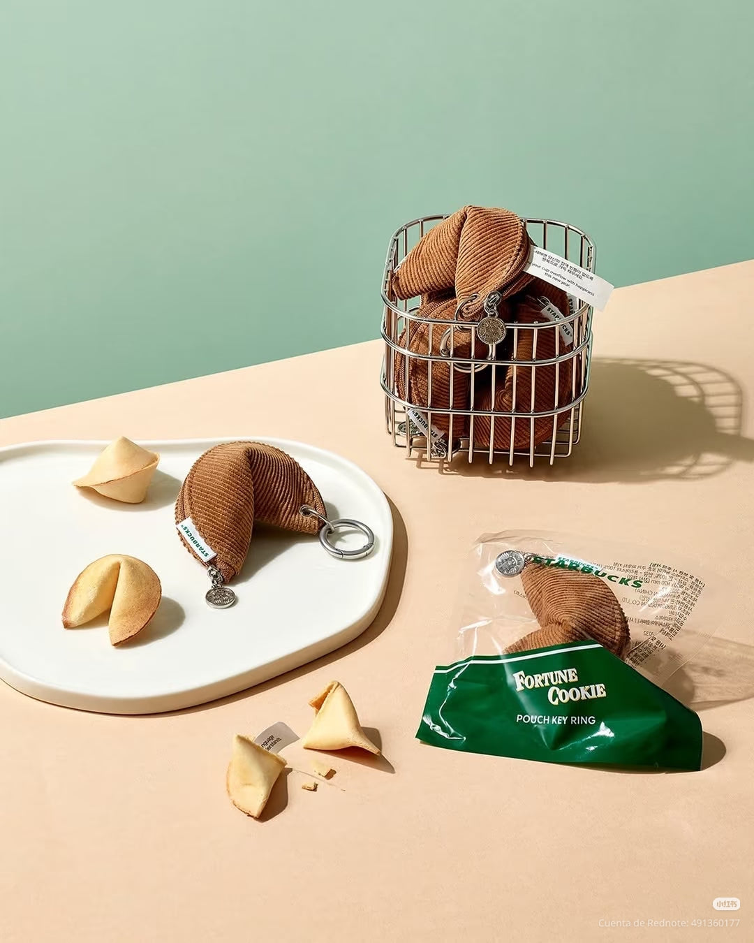 Llavero de galleta de la fortuna exclusivo de Starbucks Corea (Sin bolsa de plastico)