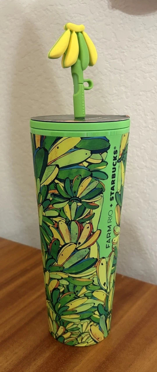 Starbucks x FARM Rio 24oz Tumbler w/ Banana Straw Topper – Limited Edition 2025