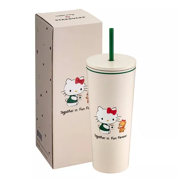 Vaso de Acero Inoxidable con Popote Starbucks Hello Kitty 2024, 16oz: Dulzura y Sostenibilidad en Cada Sorbo