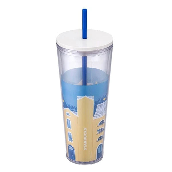 Vaso de Acrilico Village by the sea 24 oz Starbucks Taiwan Mediterranean Summer 2025