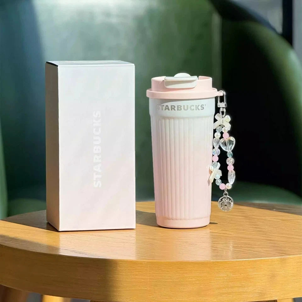 Vaso de Acero Inoxidable de rayas  con doble tapa China Starbucks 16oz