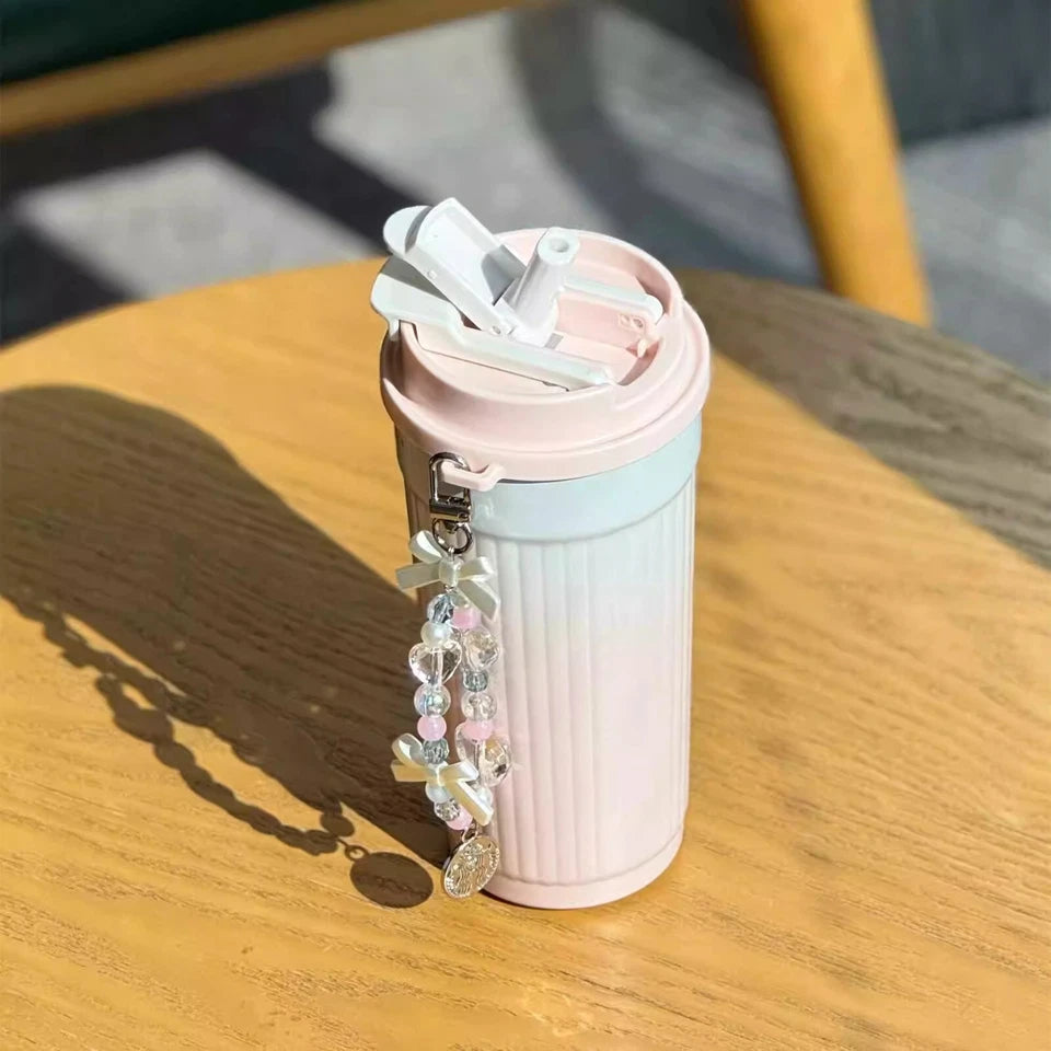 Vaso de Acero Inoxidable de rayas  con doble tapa China Starbucks 16oz