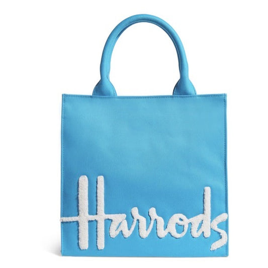 Harrods Small Cotton Logo Tote Bag | Blue