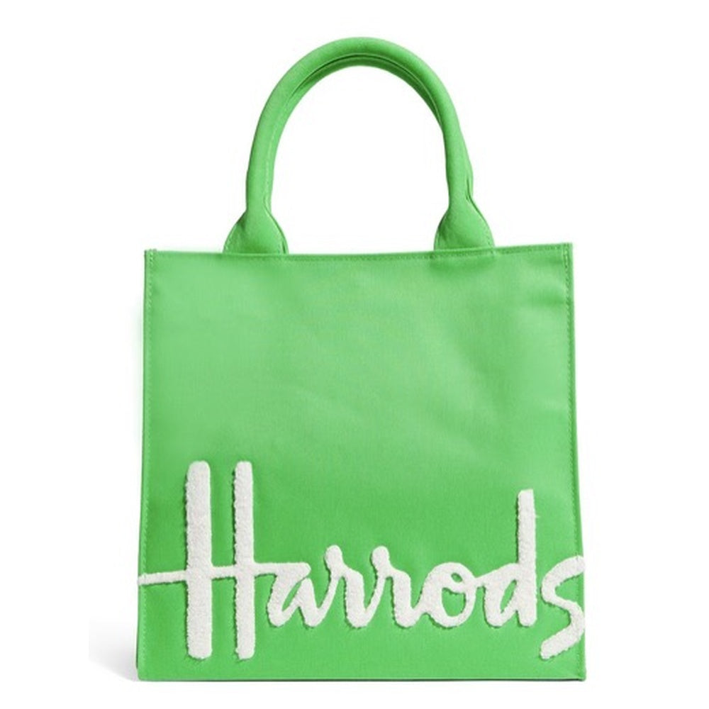 Harrods Small Cotton Logo Tote Bag | Bright Green