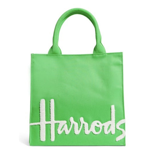 Harrods Small Cotton Logo Tote Bag | Bright Green