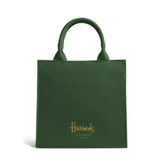 Harrods Small Cotton Logo Tote Bag | Green