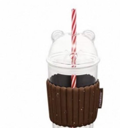 Vaso transparente Starbucks Korea Christmas de 17 oz con popote y funda café.
