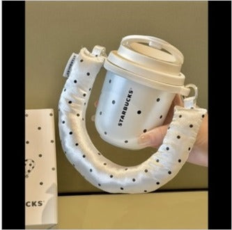 Starbucks China Polka Dot 2026 white 9 oz tumbler with hot air balloon sleeve