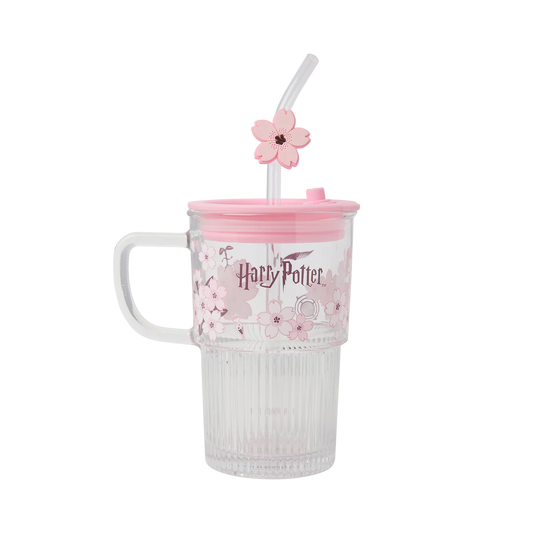 Juego de taza y popote de cristal Sakura Harajuku