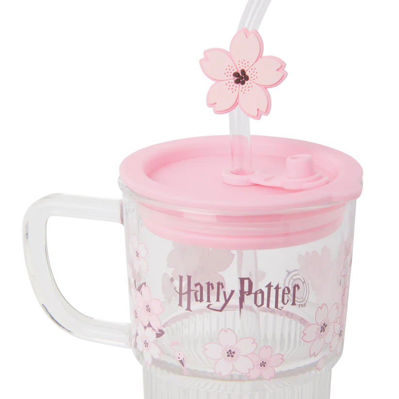 Juego de taza y popote de cristal Sakura Harajuku